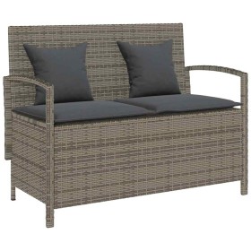 Banco de jardín con almacenaje y cojín gris ratán sintético de , Bancos de jardín - Ref: Foro24-4104213, Precio: 246,85 €, De...