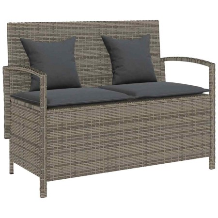 Banco de jardín con almacenaje y cojín gris ratán sintético de , Bancos de jardín - Ref: Foro24-4104213, Precio: 246,85 €, De...