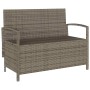 Banco de jardín con almacenaje y cojín gris ratán sintético de , Bancos de jardín - Ref: Foro24-4104213, Precio: 246,85 €, De...
