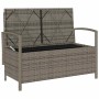 Banco de jardín con almacenaje y cojín gris ratán sintético de , Bancos de jardín - Ref: Foro24-4104213, Precio: 246,85 €, De...