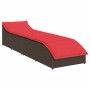 Tumbona plegable con cojín y espacio marrón ratán sintético de , Tumbonas - Ref: Foro24-4104226, Precio: 247,76 €, Descuento: %