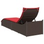 Tumbona plegable con cojín y espacio marrón ratán sintético de , Tumbonas - Ref: Foro24-4104226, Precio: 247,76 €, Descuento: %