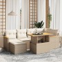 Set sofás de jardín 7 piezas y cojines ratán sintético beige en Conjuntos de jardín | Comprar online en Foru.es