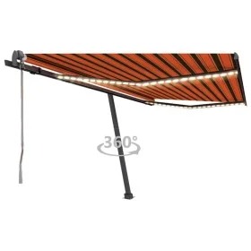 Toldo automático LED sensor de viento naranja marrón 450x300 cm de vidaXL, Toldos - Ref: Foro24-3069775, Precio: 791,42 €, De...