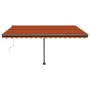 Toldo automático LED sensor de viento naranja marrón 450x300 cm de vidaXL, Toldos - Ref: Foro24-3069775, Precio: 653,74 €, De...