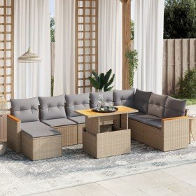 Set de sofás de jardín 9 pzas con cojines ratán sintético beige en Conjuntos de jardín | Comprar online en Foru.es