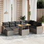 Set de muebles de jardín 9 pzas y cojines ratán sintético gris en Conjuntos de jardín | Comprar online en Foru.es