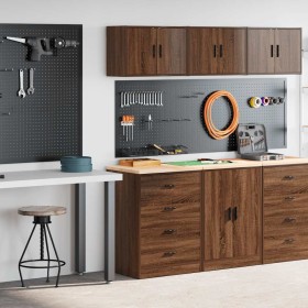 Armarios 2 uds para garaje madera ingeniería marrón roble de , Armarios industriales - Ref: Foro24-3328338, Precio: 133,35 €,...