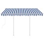 Toldo retráctil automático con postes azul y blanco 3x2,5 m de vidaXL, Toldos - Ref: Foro24-3069906, Precio: 388,82 €, Descue...