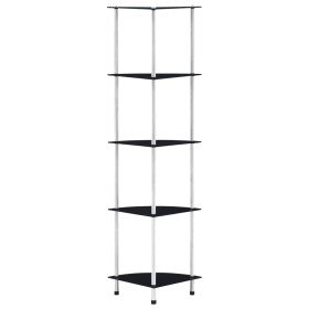 Estantería 5 niveles cristal templado negro 30x30x130 cm en Librerías y estanterías | Comprar online en Foru.es