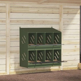 Nido para gallinas con 8 compartimentos de metal verde oliva de , Jaulas y habitáculos para animales pequeños - Ref: Foro24-8...
