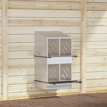 Nido para gallinas con 4 compartimentos plateado galvanizado de , Jaulas y habitáculos para animales pequeños - Ref: Foro24-8...