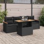 Set sofás jardín y cojines 5 pzas ratán sintético acacia negro de , Conjuntos de jardín - Ref: Foro24-3327429, Precio: 368,67...