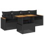 Set sofás jardín y cojines 5 pzas ratán sintético acacia negro de , Conjuntos de jardín - Ref: Foro24-3327429, Precio: 368,67...