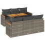 Set sofás jardín y cojines 7 pzas ratán sintético acacia gris de , Conjuntos de jardín - Ref: Foro24-3327448, Precio: 475,91 ...