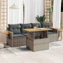 Set sofás jardín y cojines 5 pzas ratán sintético acacia gris de , Conjuntos de jardín - Ref: Foro24-3327546, Precio: 360,02 ...