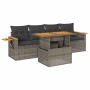 Set sofás jardín y cojines 5 pzas ratán sintético acacia gris de , Conjuntos de jardín - Ref: Foro24-3327546, Precio: 360,02 ...