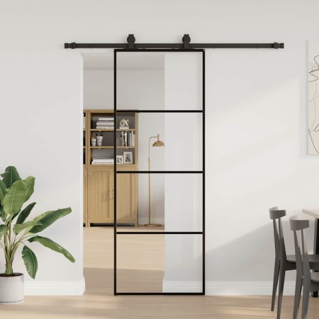 Puerta corredera con juego herrajes negro 76x205 cm ESG vidrio de , Puertas - Ref: Foro24-3375796, Precio: 205,00 €, Descuent...