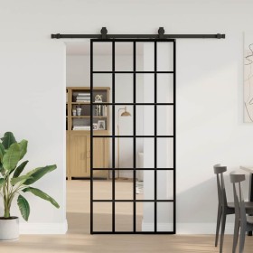Puerta corredera con set herrajes negro 90x205 cm vidrio ESG de , Puertas - Ref: Foro24-3375794, Precio: 251,14 €, Descuento: %