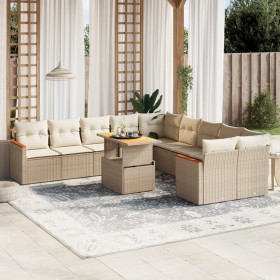 Set de sofás de jardín 11pzas con cojines ratán sintético beige en Conjuntos de jardín | Comprar online en Foru.es