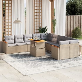 Set de sofás de jardín 11pzas con cojines ratán sintético beige en Conjuntos de jardín | Comprar online en Foru.es