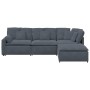 Sofá modular con reposapiés y cojines en terciopelo gris oscuro de , Unidades para sofás seccionales - Ref: Foro24-3321190, P...