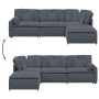 Sofá modular con reposapiés y cojines en terciopelo gris oscuro de , Unidades para sofás seccionales - Ref: Foro24-3321190, P...