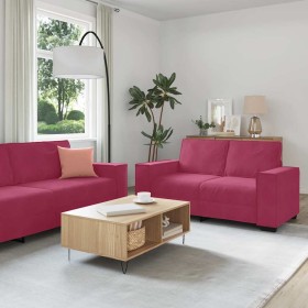 Juego de sofás con cojines 3 piezas terciopelo rojo tinto de , Sofás - Ref: Foro24-3324622, Precio: 610,30 €, Descuento: %