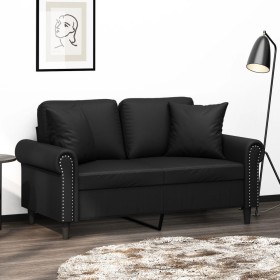 Sofá de 2 plazas con cojines cuero sintético negro 120 cm de , Sofás - Ref: Foro24-3200925, Precio: 253,37 €, Descuento: %