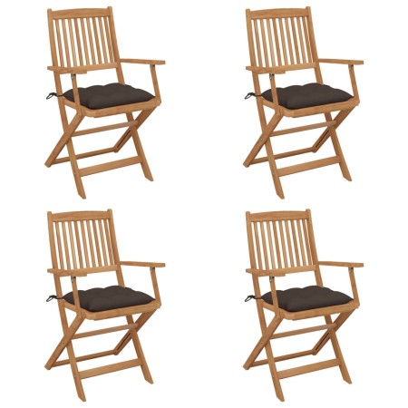 Sillas de jardín plegables 4 uds y cojines madera maciza acacia de , Sillas de jardín - Ref: Foro24-3064640, Precio: 206,33 €...