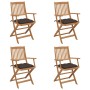 Sillas de jardín plegables 4 uds y cojines madera maciza acacia de , Sillas de jardín - Ref: Foro24-3064640, Precio: 206,33 €...