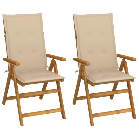 Sillas de jardín reclinables 2 uds madera maciza acacia cojines de , Sillas de jardín - Ref: Foro24-3064062, Precio: 182,72 €...