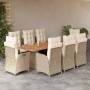 Set comedor de jardín 9 pzas con cojines ratán sintético beige de , Conjuntos de jardín - Ref: Foro24-3213147, Precio: 1,00 €...