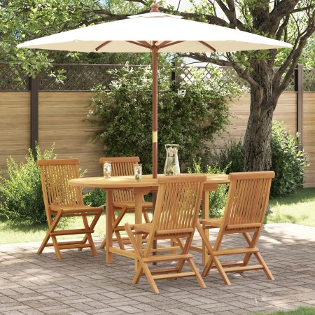 Conjunto de Comedor de Jardín de 5 Piezas de Madera Sólida de Teca de , Mesas de jardín - Ref: Foro24-3157128, Precio: 491,93...