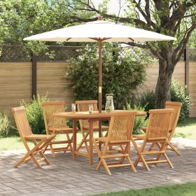 Conjunto de 7 Piezas de Comedor de Jardín de Madera Sólida de Teca de , Mesas de jardín - Ref: Foro24-3157129, Precio: 617,37...