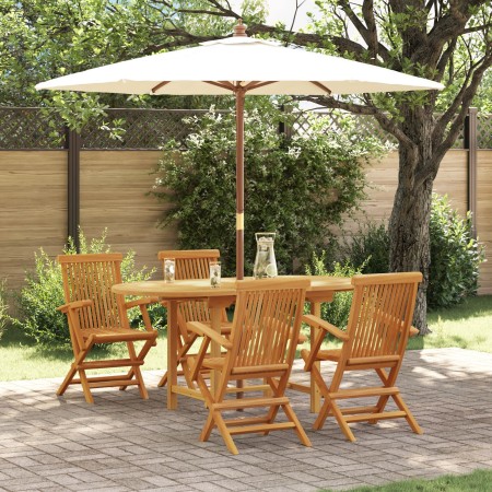 Conjunto de Comedor de Jardín de 5 Piezas de Madera Maciza de Teca de , Mesas de jardín - Ref: Foro24-3157130, Precio: 593,12...