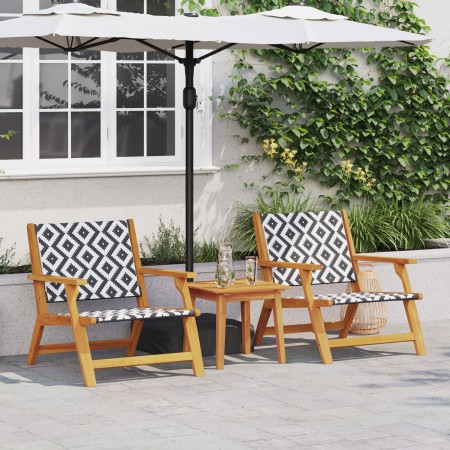 Sillas de Jardín con Mesa de 3 Piezas Negra y Blanca de Madera Maciza de Acacia de , Sillas de jardín - Ref: Foro24-3214436, ...