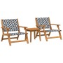 Sillas de Jardín con Mesa de 3 Piezas Negra y Blanca de Madera Maciza de Acacia de , Sillas de jardín - Ref: Foro24-3214436, ...