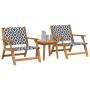 Sillas de Jardín con Mesa de 3 Piezas Negra y Blanca de Madera Maciza de Acacia de , Sillas de jardín - Ref: Foro24-3214436, ...