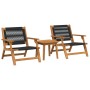 Juego de Sillas de Jardín con Mesa, 3 piezas, Negra, de Madera Sólida de Acacia de , Sillas de jardín - Ref: Foro24-3214437, ...