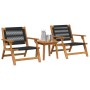 Juego de Sillas de Jardín con Mesa, 3 piezas, Negra, de Madera Sólida de Acacia de , Sillas de jardín - Ref: Foro24-3214437, ...