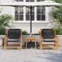 Juego de Sillas de Jardín con Mesa, 3 piezas, Negra, de Madera Sólida de Acacia de , Sillas de jardín - Ref: Foro24-3214437, ...
