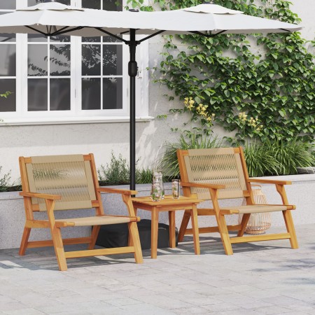 Juego de sillas de jardín con mesa de 3 piezas, beige, de madera maciza de acacia de , Sillas de jardín - Ref: Foro24-3214439...
