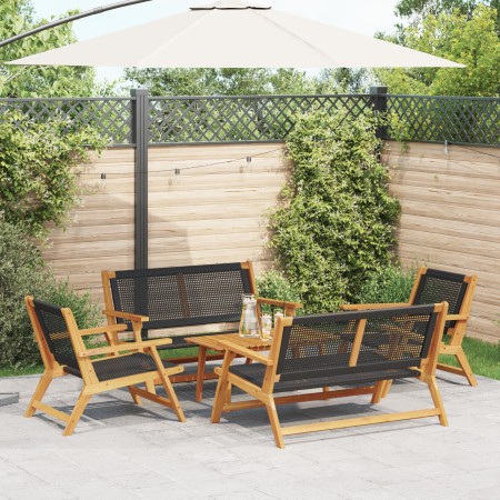 Sillas de Jardín con Mesa de Madera Sólida de Acacia Negra, 5 Piezas de , Sillas de jardín - Ref: Foro24-3214457, Precio: 437...