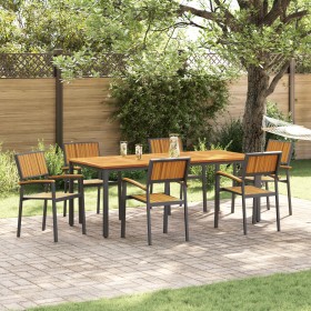 Sillas de Comedor al Aire Libre Set de 6 Negro Metal y Madera de , Sillas de jardín - Ref: Foro24-3284393, Precio: 470,33 €, ...