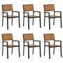 Sillas de Comedor al Aire Libre Set de 6 Negro Metal y Madera de , Sillas de jardín - Ref: Foro24-3284393, Precio: 470,33 €, ...