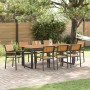 Sillas de Jardín Apilables 8 pcs Acero Negro y Madera Acacia Sólida de , Sillas de jardín - Ref: Foro24-3284394, Precio: 620,...