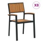 Sillas de Jardín Apilables 8 pcs Acero Negro y Madera Acacia Sólida de , Sillas de jardín - Ref: Foro24-3284394, Precio: 620,...
