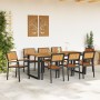 Sillas de Jardín Apilables 8 pcs Acero Negro y Madera Acacia Sólida de , Sillas de jardín - Ref: Foro24-3284394, Precio: 620,...