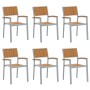 Sillas de Jardín Apilables 6 pcs Gris de Acero y Madera Maciza de Acacia de , Sillas de jardín - Ref: Foro24-3284395, Precio:...
